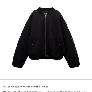 Zara water repellent Black Puffer Bomber Jacket